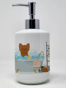 Longhaired Red Chihuahua Ceramic Soap Dispenser Hand Soap Dispenser Pump Bottles for Bathroom Kitchen, Empty Refillable Liquid Soap Container