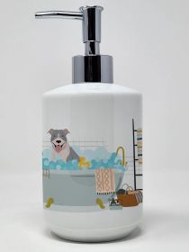 NEW Blue and White Pit Bull Terrier Ceramic Soap Dispenser Hand Soap Dispenser Pump Bottles for Bathroom Kitchen