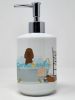 Irish Water Spaniel in Bathtub Ceramic Soap Dispenser Hand Soap Dispenser Pump Bottles for Bathroom Kitchen, Empty Refillable Liquid Soap Container