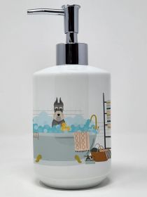 Salt Pepper Schnauzer Ceramic Soap Dispenser Hand Soap Dispenser Pump Bottles for Bathroom Kitchen, Empty Refillable Liquid Soap Container