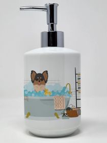Longhaired Black and Tan Chihuahua Ceramic Soap Dispenser Hand Soap Dispenser Pump Bottles for Bathroom Kitchen