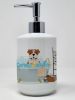 Red English Bulldog Ceramic Soap Dispenser Hand Soap Dispenser Pump Bottles for Bathroom Kitchen, Empty Refillable Liquid Soap Container