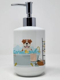 Red English Bulldog Ceramic Soap Dispenser Hand Soap Dispenser Pump Bottles for Bathroom Kitchen, Empty Refillable Liquid Soap Container