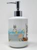 Grey Siberian Husky Ceramic Soap Dispenser Hand Soap Dispenser Pump Bottles for Bathroom Kitchen, Empty Refillable Liquid Soap Container