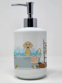 Cream Dachshund Ceramic Soap Dispenser Hand Soap Dispenser Pump Bottles for Bathroom Kitchen, Empty Refillable Liquid Soap Container