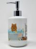 Norwich Terrier in Bathtub Ceramic Soap Dispenser Hand Soap Dispenser Pump Bottles for Bathroom Kitchen, Empty Refillable Liquid Soap Container
