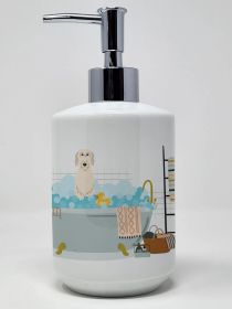 Irish Wolfhound in Bathtub Ceramic Soap Dispenser Hand Soap Dispenser Pump Bottles for Bathroom Kitchen, Empty Refillable Liquid Soap Container