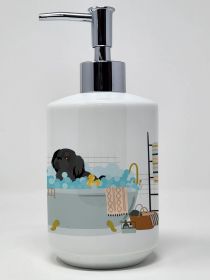Black Pekingese Ceramic Soap Dispenser Hand Soap Dispenser Pump Bottles for Bathroom Kitchen, Empty Refillable Liquid Soap Container