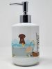Chocolate Labrador Retriever Ceramic Soap Dispenser Hand Soap Dispenser Pump Bottles for Bathroom Kitchen, Empty Refillable Liquid Soap Container
