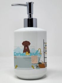 Chocolate Labrador Retriever Ceramic Soap Dispenser Hand Soap Dispenser Pump Bottles for Bathroom Kitchen, Empty Refillable Liquid Soap Container