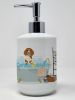 Brittany Spaniel in Bathtub Ceramic Soap Dispenser Hand Soap Dispenser Pump Bottles for Bathroom Kitchen, Empty Refillable Liquid Soap Container