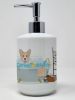 Fawn Cardigan Corgi Ceramic Soap Dispenser Hand Soap Dispenser Pump Bottles for Bathroom Kitchen, Empty Refillable Liquid Soap Container