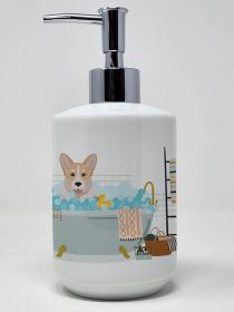 Fawn Cardigan Corgi Ceramic Soap Dispenser Hand Soap Dispenser Pump Bottles for Bathroom Kitchen, Empty Refillable Liquid Soap Container