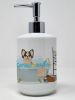 Longhaired Black and White #2 Chihuahua Ceramic Soap Dispenser Hand Soap Dispenser Pump Bottles for Bathroom Kitchen
