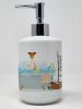 Whippet in Bathtub Ceramic Soap Dispenser Hand Soap Dispenser Pump Bottles for Bathroom Kitchen, Empty Refillable Liquid Soap Container