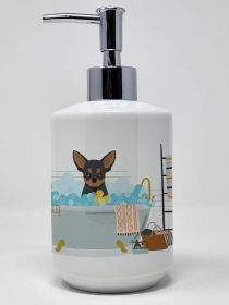 Black and Tan Chihuahua Ceramic Soap Dispenser Hand Soap Dispenser Pump Bottles for Bathroom Kitchen, Empty Refillable Liquid Soap Container