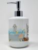 Blue Bedlington Terrier in Bathtub Ceramic Soap Dispenser Hand Soap Dispenser Pump Bottles for Bathroom Kitchen
