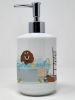Longhair Chocolate and Cream Dachshund Ceramic Soap Dispenser Hand Soap Dispenser Pump Bottles for Bathroom Kitchen