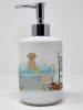 Yellow Labrador in Bathtub Ceramic Soap Dispenser Hand Soap Dispenser Pump Bottles for Bathroom Kitchen, Empty Refillable Liquid Soap Container