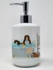Liver and White Shih Tzu Ceramic Soap Dispenser Hand Soap Dispenser Pump Bottles for Bathroom Kitchen, Empty Refillable Liquid Soap Container