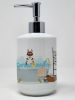 Red Siberian Husky Ceramic Soap Dispenser Hand Soap Dispenser Pump Bottles for Bathroom Kitchen, Empty Refillable Liquid Soap Container