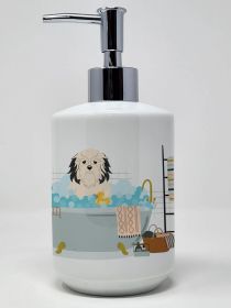 Lowchen in Bathtub Ceramic Soap Dispenser Hand Soap Dispenser Pump Bottles for Bathroom Kitchen, Empty Refillable Liquid Soap Container