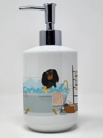 Black and Tan Cavalier Spaniel Ceramic Soap Dispenser Hand Soap Dispenser Pump Bottles for Bathroom Kitchen, Empty Refillable Liquid Soap Container