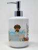 Wirehair Chocolate and Tan Dachshund Ceramic Soap Dispenser Hand Soap Dispenser Pump Bottles for Bathroom Kitchen