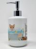 Red Cardigan Corgi Ceramic Soap Dispenser Hand Soap Dispenser Pump Bottles for Bathroom Kitchen, Empty Refillable Liquid Soap Container