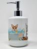 Red Pembroke Corgi Ceramic Soap Dispenser Hand Soap Dispenser Pump Bottles for Bathroom Kitchen, Empty Refillable Liquid Soap Container
