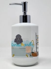 Toy Grey Poodle Ceramic Soap Dispenser Hand Soap Dispenser Pump Bottles for Bathroom Kitchen, Empty Refillable Liquid Soap Container