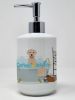 Yellow Labrador Retriever Ceramic Soap Dispenser Hand Soap Dispenser Pump Bottles for Bathroom Kitchen, Empty Refillable Liquid Soap Container