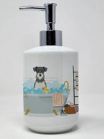 Salt and Pepper Miniature Schnauzer in Bathtub Ceramic Soap Dispenser Hand Soap Dispenser Pump Bottles for Bathroom Kitchen
