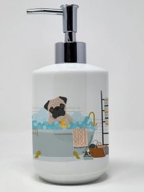 Fawn Pug Ceramic Soap Dispenser Hand Soap Dispenser Pump Bottles for Bathroom Kitchen, Empty Refillable Liquid Soap Container
