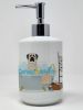 White Mastiff Brindle in Bathtub Ceramic Soap Dispenser Hand Soap Dispenser Pump Bottles for Bathroom Kitchen, Empty Refillable Liquid Soap Container