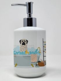 White Mastiff Brindle in Bathtub Ceramic Soap Dispenser Hand Soap Dispenser Pump Bottles for Bathroom Kitchen, Empty Refillable Liquid Soap Container