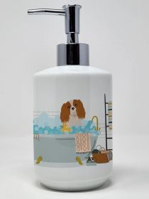 Blenheim Cavalier Spaniel Ceramic Soap Dispenser Hand Soap Dispenser Pump Bottles for Bathroom Kitchen, Empty Refillable Liquid Soap Container