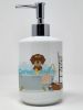 Wirehair Red and Tan Dachshund Ceramic Soap Dispenser Hand Soap Dispenser Pump Bottles for Bathroom Kitchen, Empty Refillable Liquid Soap Container