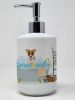 Brown White Smooth Jack Russell Terrier Ceramic Soap Dispenser Hand Soap Dispenser Pump Bottles for Bathroom Kitchen
