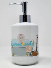 Maltese Ceramic Soap Dispenser Hand Soap Dispenser Pump Bottles for Bathroom Kitchen, Empty Refillable Liquid Soap Container