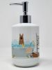German Shepherd in Bathtub Ceramic Soap Dispenser Hand Soap Dispenser Pump Bottles for Bathroom Kitchen, Empty Refillable Liquid Soap Container