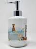 Irish Terrier in Bathtub Ceramic Soap Dispenser Hand Soap Dispenser Pump Bottles for Bathroom Kitchen, Empty Refillable Liquid Soap Container