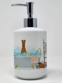 Irish Terrier in Bathtub Ceramic Soap Dispenser Hand Soap Dispenser Pump Bottles for Bathroom Kitchen, Empty Refillable Liquid Soap Container