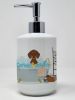Chocolate and Tan Dachshund Ceramic Soap Dispenser Hand Soap Dispenser Pump Bottles for Bathroom Kitchen, Empty Refillable Liquid Soap Container