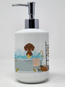 Chocolate and Tan Dachshund Ceramic Soap Dispenser Hand Soap Dispenser Pump Bottles for Bathroom Kitchen, Empty Refillable Liquid Soap Container