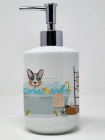 Blue Merle Cardigan Corgi Ceramic Soap Dispenser Hand Soap Dispenser Pump Bottles for Bathroom Kitchen, Empty Refillable Liquid Soap Container