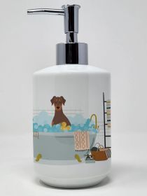 Natural Ear Red and Tan Doberman Pinscher Ceramic Soap Dispenser Hand Soap Dispenser Pump Bottles for Bathroom Kitchen