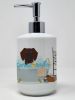 Chocolate Wire Haired Dachshund in Bathtub Ceramic Soap Dispenser Hand Soap Dispenser Pump Bottles for Bathroom Kitchen