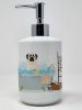 White Mastiff in Bathtub Ceramic Soap Dispenser Hand Soap Dispenser Pump Bottles for Bathroom Kitchen, Empty Refillable Liquid Soap Container