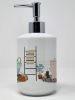 Black and White Border Collie Ceramic Soap Dispenser Hand Soap Dispenser Pump Bottles for Bathroom Kitchen, Empty Refillable Liquid Soap Container